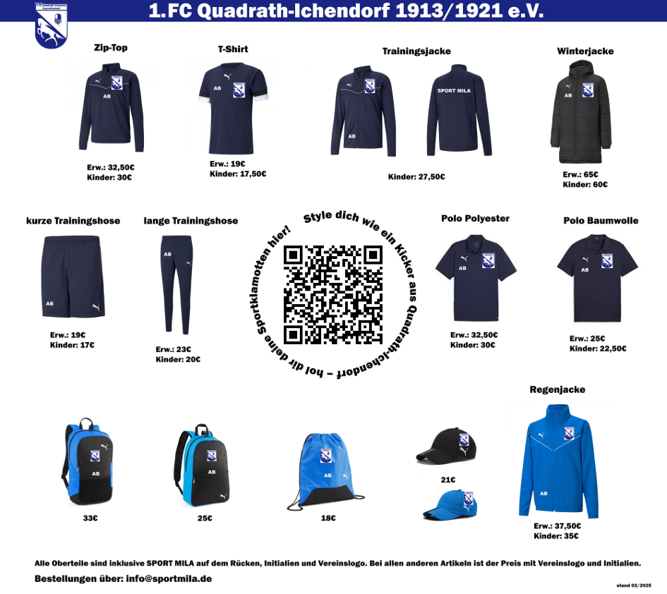 Flyer zur Fan- & Mannschaftsbekleidung